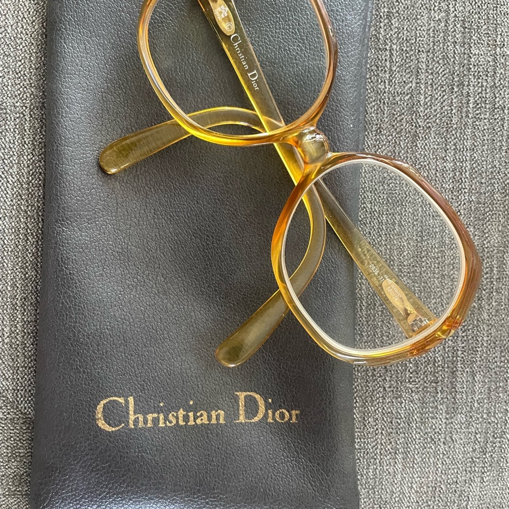 1970’s Vintage Dior Amber Glasses with Black Case